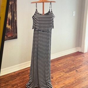 Black and White Striped Maxi Dress
